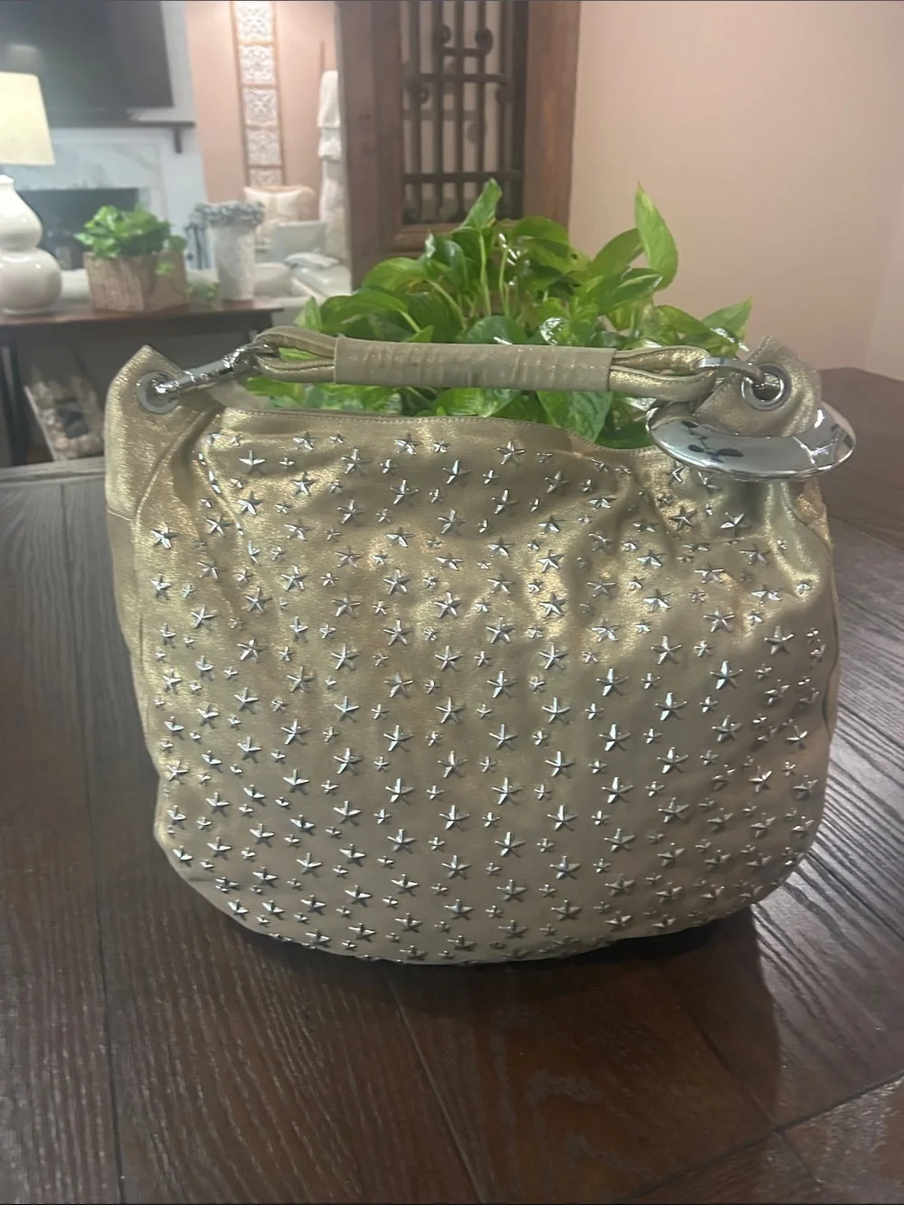 Jimmy Choo “SKY” Star-Studded Hobo Bag